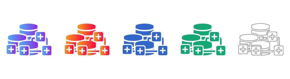 Database Add Operation Icon Collection Stock Illustration