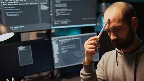 Database admin thinking about programming solution Stock-Fotos