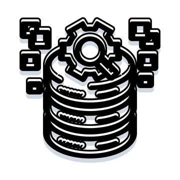 Database administration managing digital information processing system Illustrazione stock