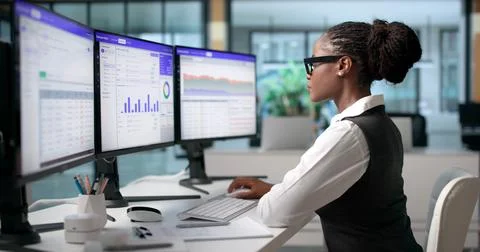 Database Administrator Carefully Queries Client Data Using SQL Console Interf Stock Photos