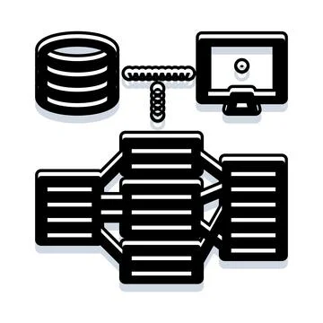 Database administrator managing data server network infrastructure Stock Illustration