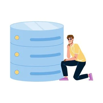 Database administrator managing data storage server infrastructure Illustrazione stock