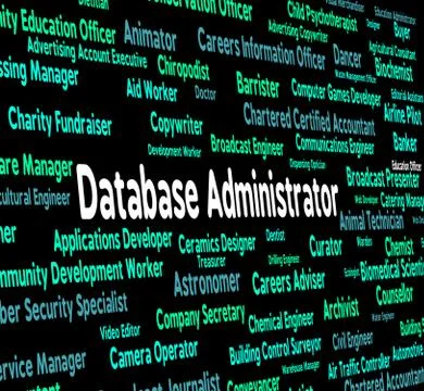 Database Administrator Means Words Work And Hire Stock Illustration