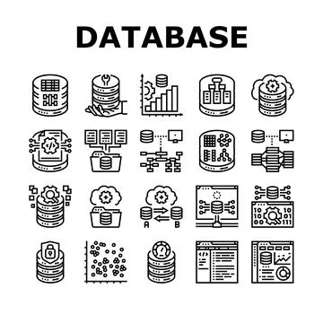 Database administrator server icons set vector 库存插图