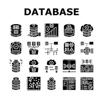 Database administrator server icons set vector Stock Illustration
