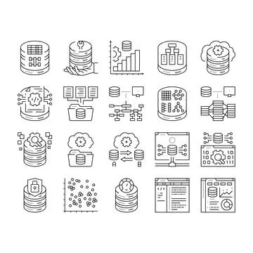 Database administrator server icons set vector Stock Illustration