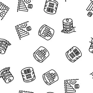 Database administrator server seamless pattern vector Illustrazione stock