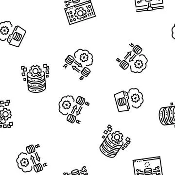 Database administrator server seamless pattern vector 스톡 일러스트