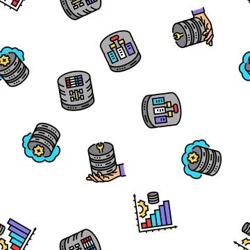 Database administrator server seamless pattern vector 스톡 일러스트