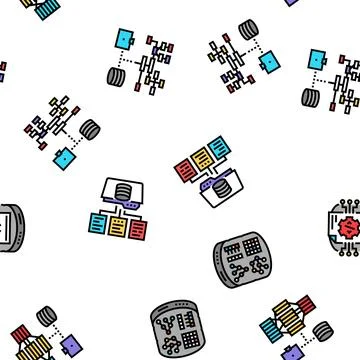 Database administrator server seamless pattern vector Illustrazione stock