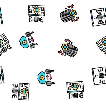 Database administrator server seamless pattern vector Stock Illustration