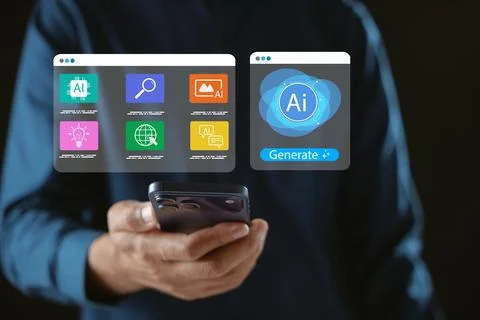 Database AI smart automation with artificial intelligence improves business.. 写真素材