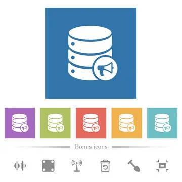 Database alerts flat white icons in square backgrounds 库存插图