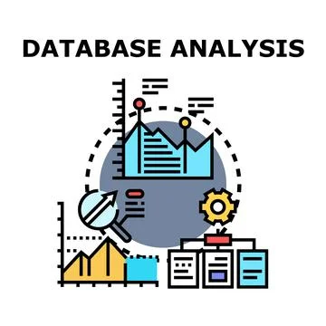 Database analysis concept for data management processing Stock Illustration
