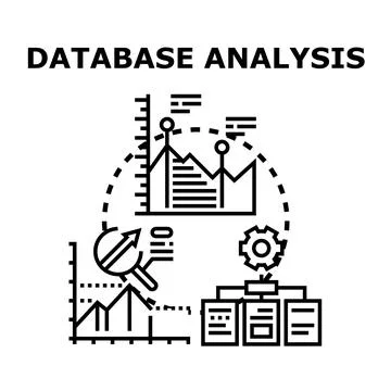 Database analysis concept for data management processing Stock Illustration