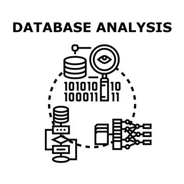Database analysis process optimizing big data management Stock Illustration
