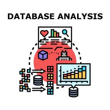 Database analysis process optimizing data management and strategy 스톡 일러스트