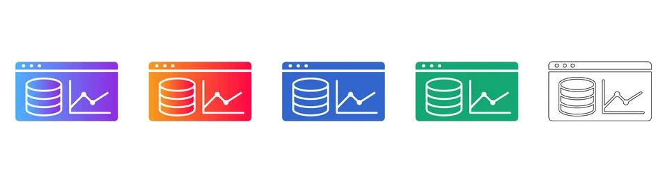 Database Analytics and Server Performance Icons イラスト素材