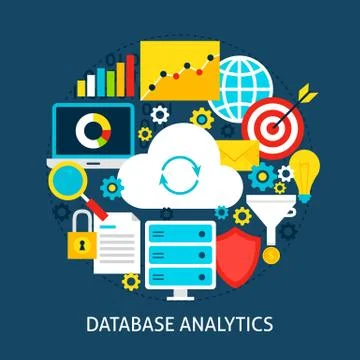 Database Analytics Flat Concept Illustrazione stock
