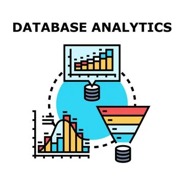 Database analytics processing collecting filtering visualizing data Stock Illustration