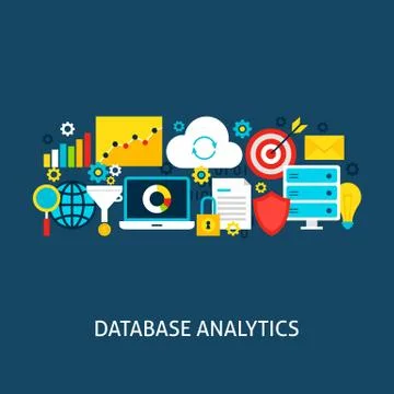 Database Analytics Vector Flat Concept Illustrazione stock