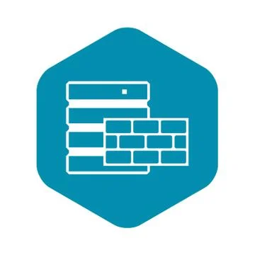 Database and brick wall icon, simple style Illustrazione stock