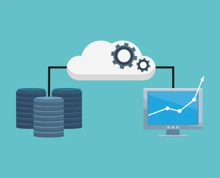 Database and cloud computing Stock Illustration