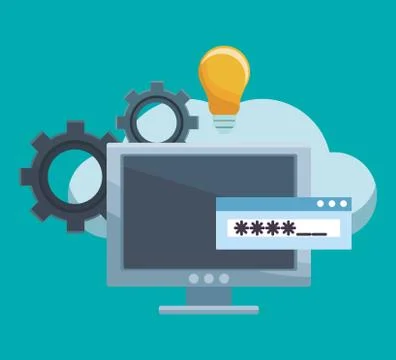 Database and cloud computing 库存插图