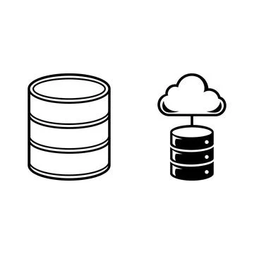 Database and cloud storage server icons Stock Illustration
