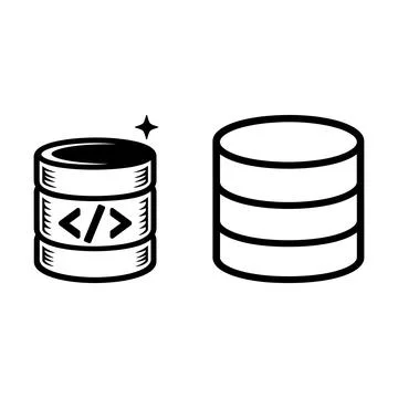 Database and code storage cylinder icons Stock Illustration