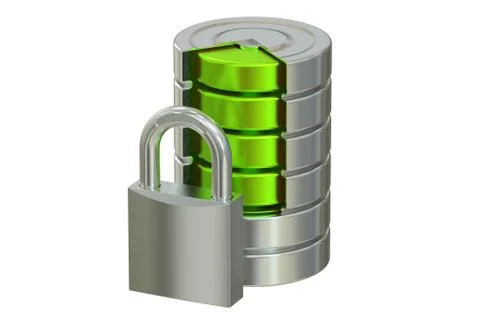 Database and computer data security concept, 3D rendering Stock Illustration