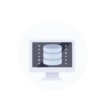 Database and computer icon, flat style vector Stock Illustration