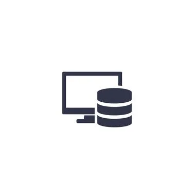 Database and computer icon on white 스톡 일러스트