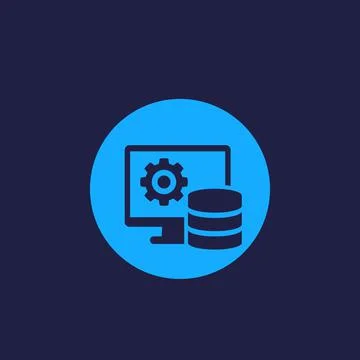 Database and computer vector icon Stock Illustration