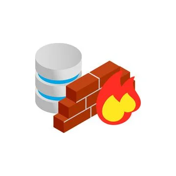 Database and firewall with chart icon 스톡 일러스트
