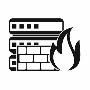 Database and firewall icon, simple style Illustrazione stock