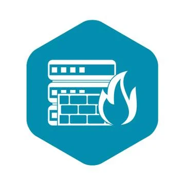 Database and firewall icon, simple style Illustrazione stock