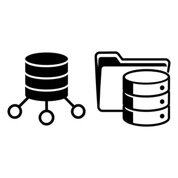 Database and folder icons for data storage and management Stock Illustration