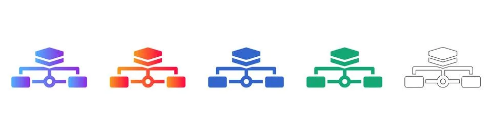 Database and Network Architecture Connection Icons Stock Illustration