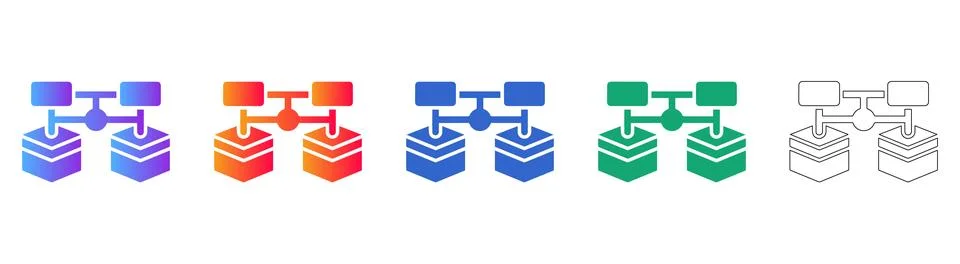 Database and Network Connection Icons for Data Management Stock Illustration