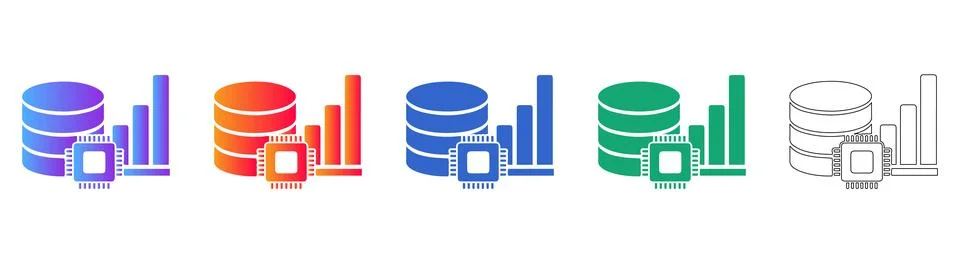 Database and Processor Performance Icons イラスト素材