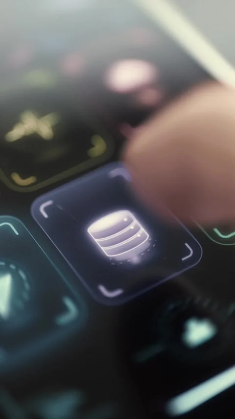 Database and Security Applications on Mobile Dashboard Stock Footage 341865648