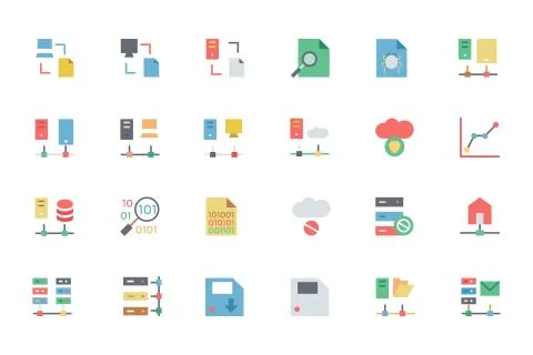 Database and Server Colored Icons Pack Stock Illustration