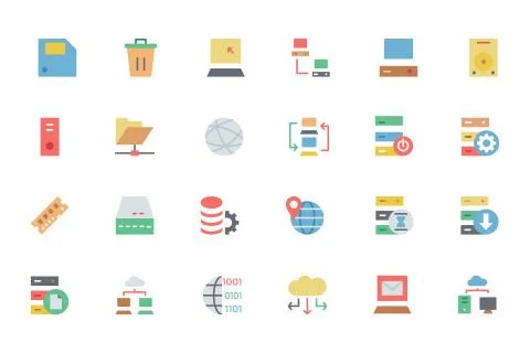 Database and Server Colored Vector Icons Stock Illustration