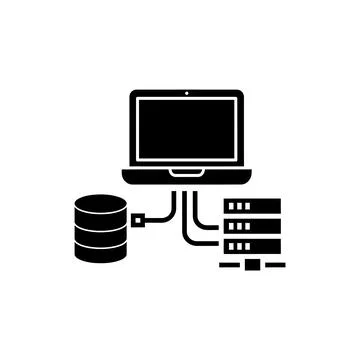 Database and Server Connection Black Filled Style Icon Stock Illustration