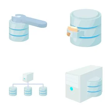 Database and server technology icons representing it concepts Stock Illustration