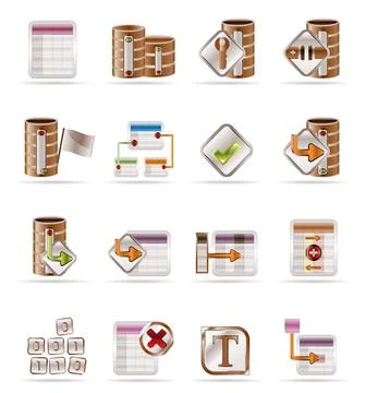 Database and table icons Stock Illustration