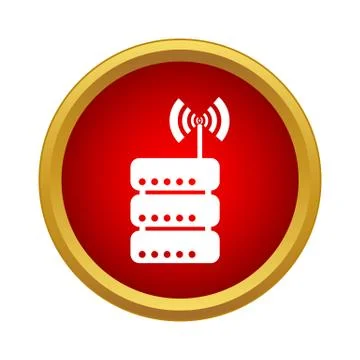 Database and wi fi sign icon, simple style Illustrazione stock