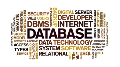 Database animated word cloud,animation tag kinetic typography seamless loop. Stock Footage 276086369