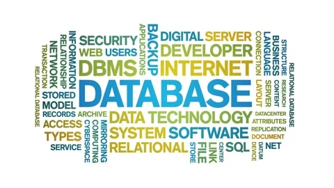 Database animated word cloud,animation tag kinetic typography seamless loop. Stock Footage 276086645